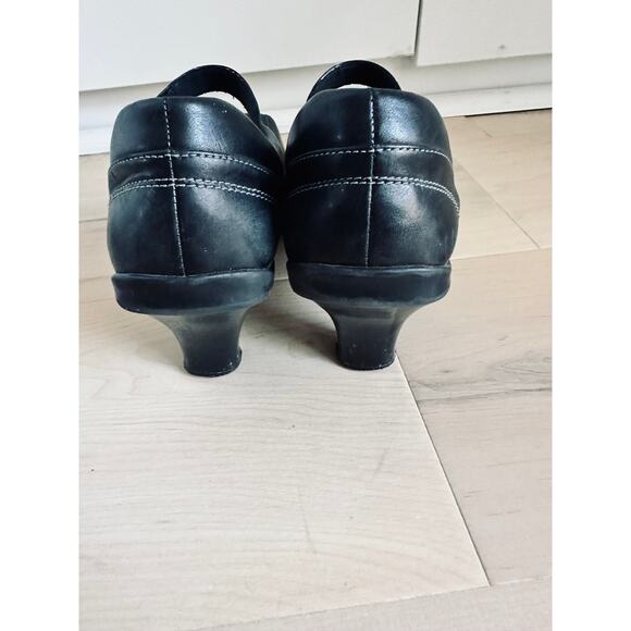 Y2K Leather Heeled Mary Janes Black Kenneth Cole Reaction Square Toe Classic - Picture 5 of 7